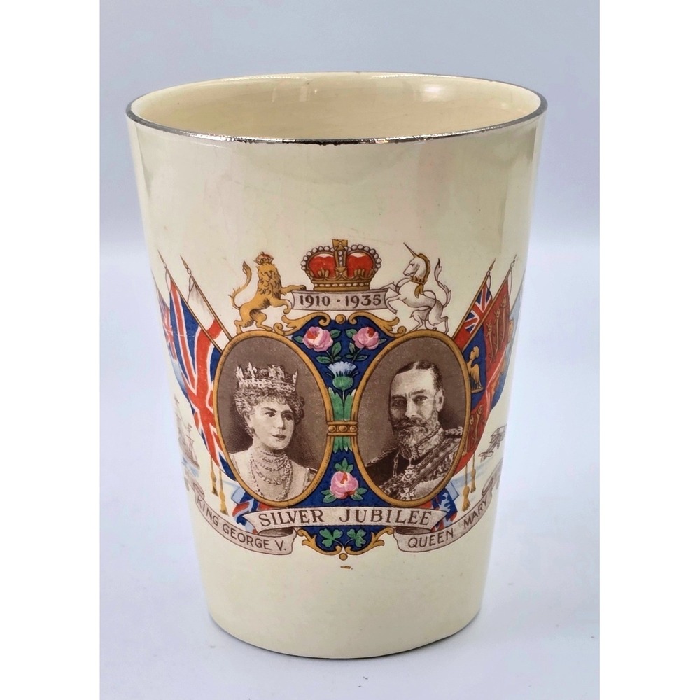 Jarrold & Sons King George V Queen Mary Silver Jubilee 1935 Beaker Cup Vintage